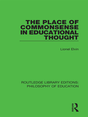 cover image of The Place of Commonsense in Educational Thought